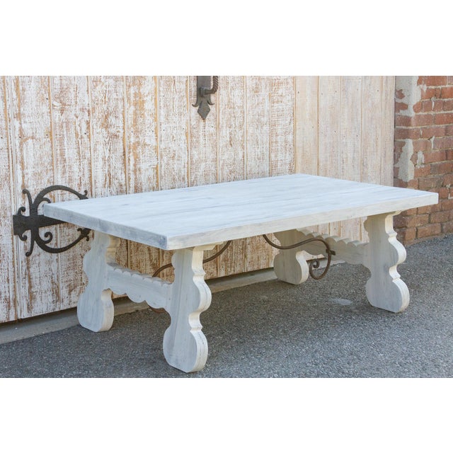 Antique White Bleached White Spanish Tavernera Coffee Table For Sale - Image 8 of 11