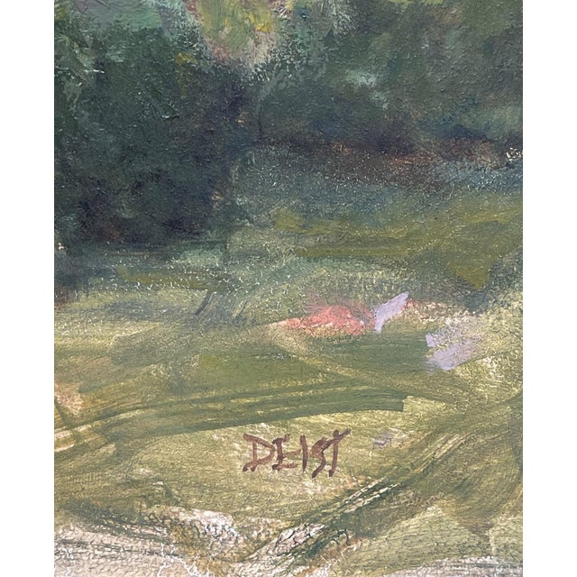 Contemporary Punch & Judy by Harold Deist | Oil on Panel Landscape with rock formations and clouds For Sale - Image 3 of 3