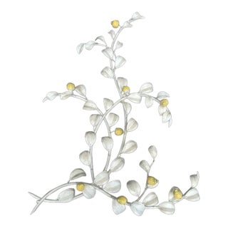 Lemon White Metal & Pottery Hollywood Regency Decor Wall Hanging Cottagecore For Sale