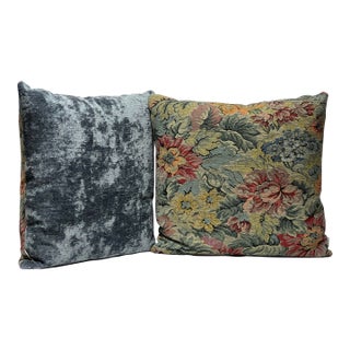 Botanical Verdure Tapestry 22” Pillows - A Pair For Sale