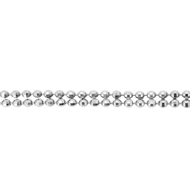Early 21st Century 850 Platinum 2.1mm Faceted Diamond Cut Ball Bead Spherical Link Chain Necklace For Sale - Image 5 of 8