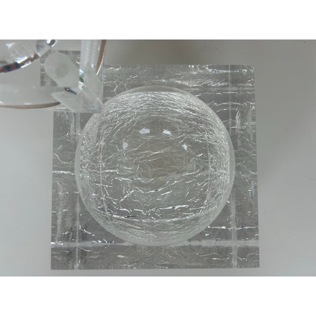 1970s 1970's Albrizzi Lucite "Cubed" Box With Interior Sphere and Textured "Ice" Base For Sale - Image 5 of 11