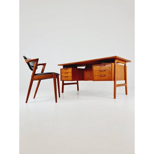 Danish mid-century teak desk, executive desk by omann jr., model no. 75, 1960s. Design year: 1960s. Designer: omann jr.,...