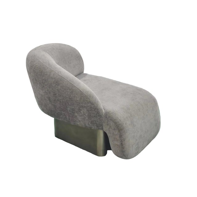 Set of 2 Right Arm and Left Arm Accent Chairs With Brass Base in Brown For Sale - Image 14 of 14