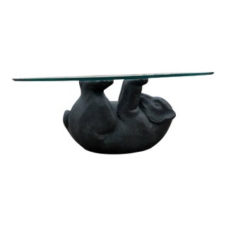1991 Lane Bear Coffee Table W/ Triple Waterfall Glass Top - Original For Sale