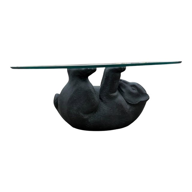 1991 Lane Bear Coffee Table W/ Triple Waterfall Glass Top - Original For Sale