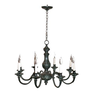 Chandelier Vintage Eight Arm Verdigris Finish For Sale