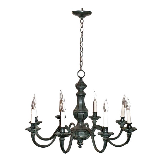 Chandelier Vintage Eight Arm Verdigris Finish For Sale