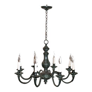 Vintage Chandelier Verdigris Finish Eight Arm For Sale