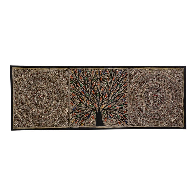 Mamta Devi – National Award Winner 2016 | Hand-Painted Madhubani Tree of Life on Handmade Khadi Paper For Sale