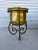 Amber Vintage Cast Iron & Amber Glass Large Candle Holder or Planter For Sale - Image 8 of 10