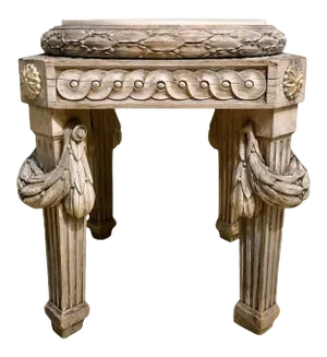 Gray Painted Swedish Stool With New Marble Top 19th Century Beechwood