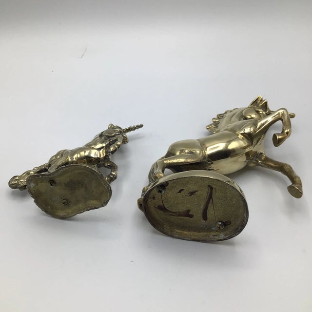 Vintage Sand Casted Solid Brass Unicorn Figures - Set of 2 For Sale - Image 11 of 13