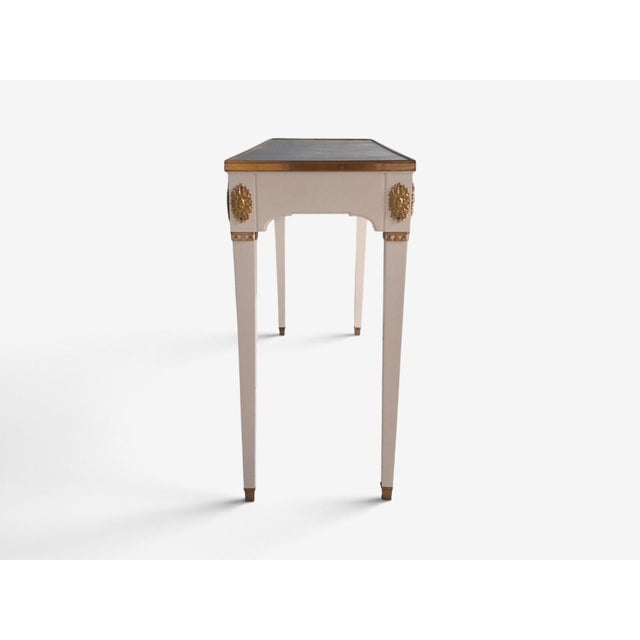 Maison Jansen Style, Console Table, White Painted Wood, Mirror, France, 1970s For Sale - Image 14 of 16
