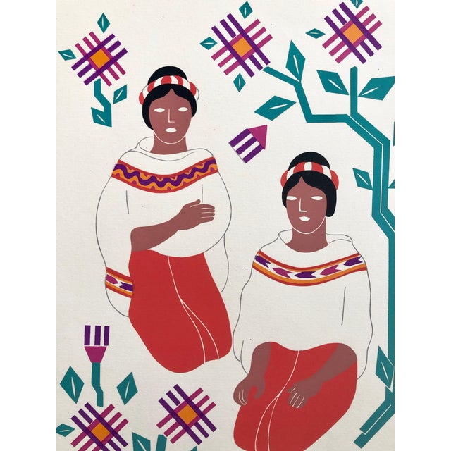 Folk Art Carlos Merida, 1945 Mexican Modernist Silkscreen Serigraph Print Regional Dress Carlos Merida, 1945 For Sale - Image 3 of 6