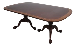 Councill Craftsmen Mahogany Inlaid Double Pedestal Dining Table
