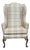 Late 20th Century Southwood Mahogany Queen Anne Style Wing Chair Plaid Fabric Trifold Feet For Sale
