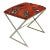 Matthew Izzo Home - X Side Stool in Polished Nickel and Red Zebra Fabric For Sale