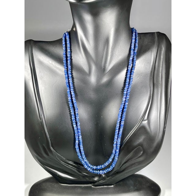 105 Carat Natural Sapphire Bead Two-Strand Necklace Sterling Silver Clasp For Sale - Image 13 of 18