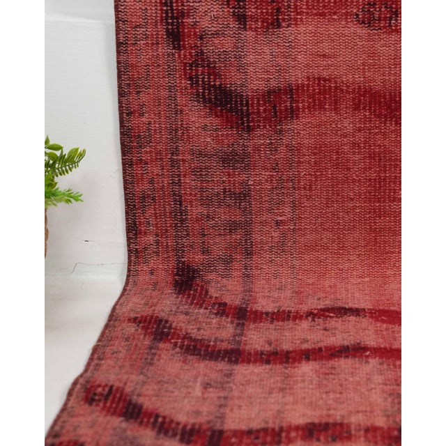 1970s Vintage Turkish Oushak Handmade Wool Cotton Red Area Rug For Sale - Image 4 of 11