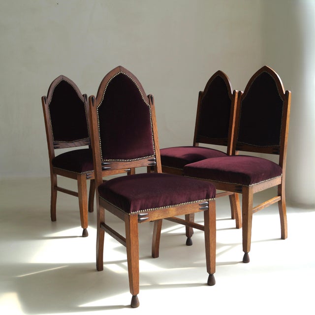 Dutch Art Deco Amsterdam School Dining Chairs, 1920s, Set of 4 For Sale - Image 18 of 18