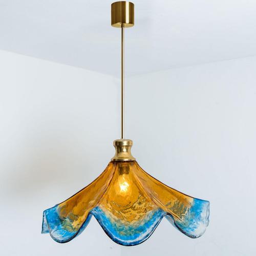 Metal Murano Glass Flower Pendant Light attributed to Mazzega, 1970 For Sale - Image 7 of 14