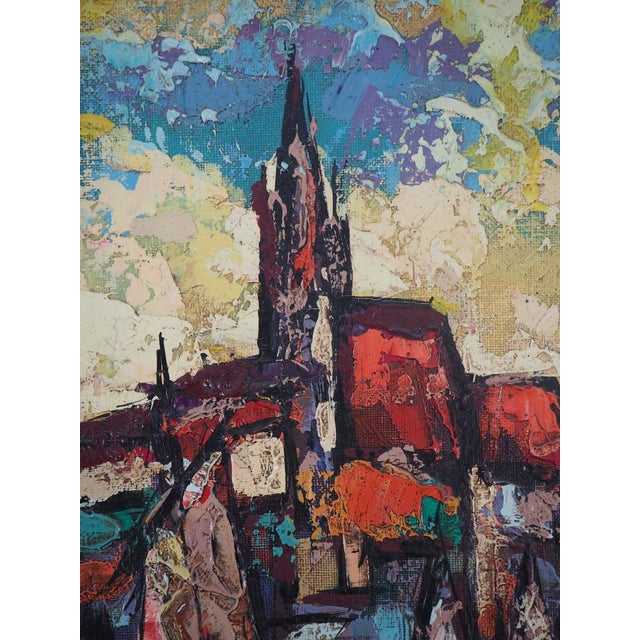 Henry Maurice Danty, Brittany, Church Seen the Port, Oil on Canvas For Sale - Image 4 of 8