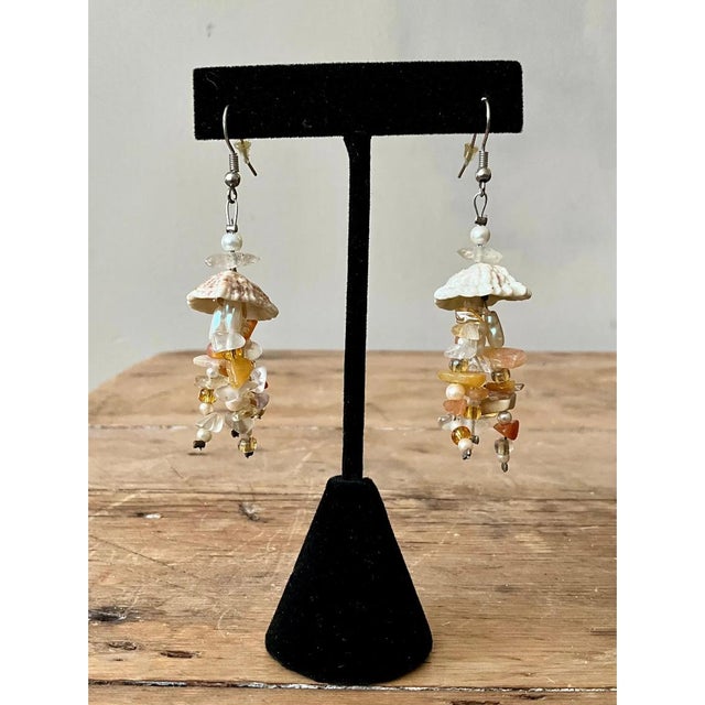 Vintage Boho Drop Shell Earrings For Sale - Image 10 of 12