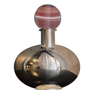 Sculptural Flask in Silver with Agate by Inga Lagervall, Sweden, 1952 For Sale