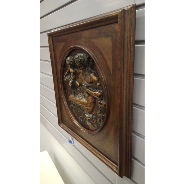 Jean-Baptiste Germain, (French 1841-1910) A Finely Bas Relief Bronze Tondo of Bacchus with Young Satyr, Signed Germain and...