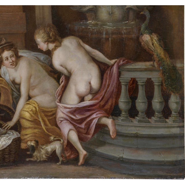 This important oil painting on wood depicts a subject that is very rare in the iconography of ancient mythological...