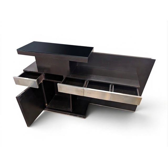 Console Table in Lacquered Wood and Glass, Italy, 1980s For Sale - Image 11 of 13