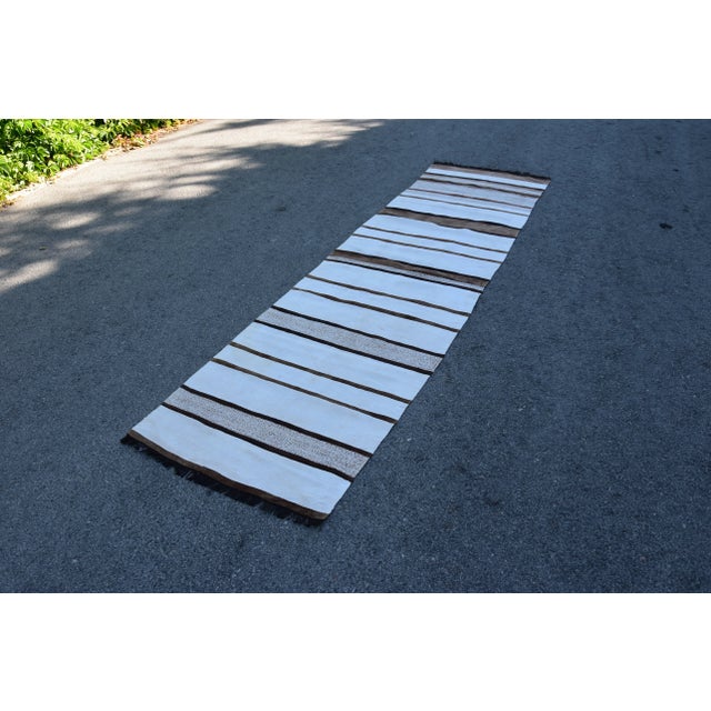 Mid-Century Modern 1970s Scandinavian Hand Knotted White Runner Rug For Sale - Image 3 of 11