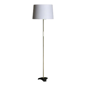 1950s Minimalist Floor Lamp by Rupert Nikoll, Brass and Iron, Unmarked