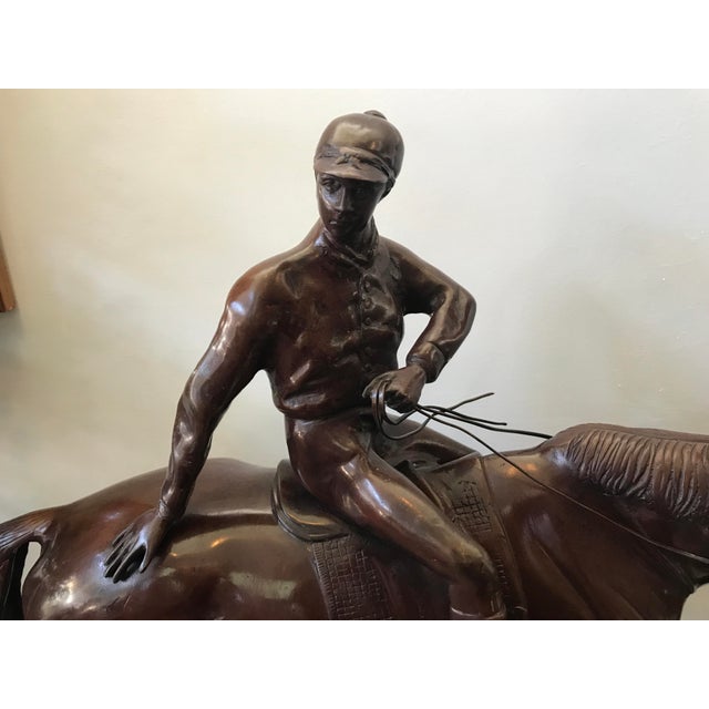 Bronze Race Horse and Jockey 22.5 X 24