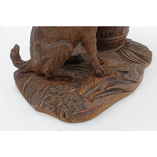 Wood Circa 1880 German Black Forest Carved Dog Smoker's Table Standish For Sale - Image 7 of 7