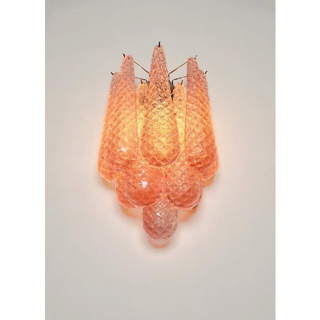 Vintage Pink Glass Petals Drop Wall Sconces, 1990s, Set of 2 For Sale - Image 14 of 16