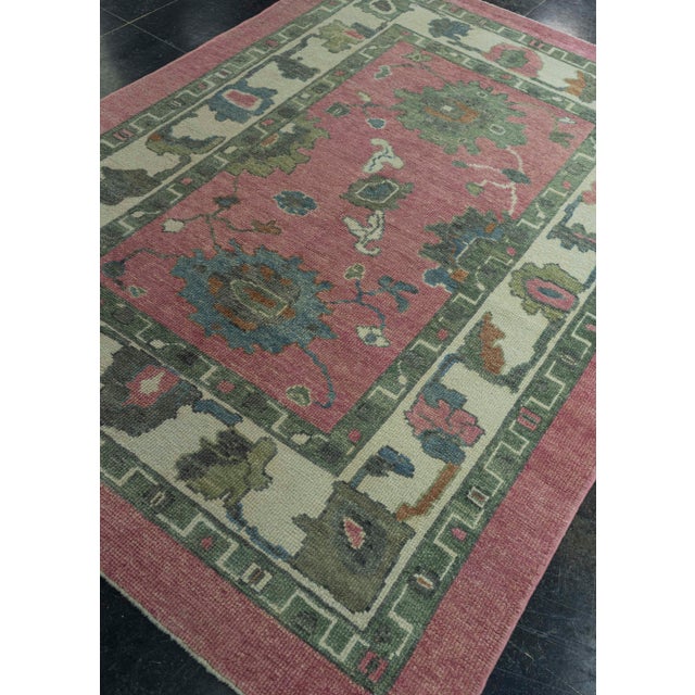 Dark Pink Turkish Oushak Rug 5'3" x 7'4" #19190 For Sale - Image 8 of 8
