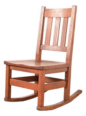 Stickley Brothers Antique Mission Oak Arts & Crafts Sewing Rocking Chair, Circa 1900