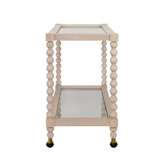 Traditional Matthew Izzo Home Oak Spiral Leg Bar Cart For Sale - Image 3 of 6