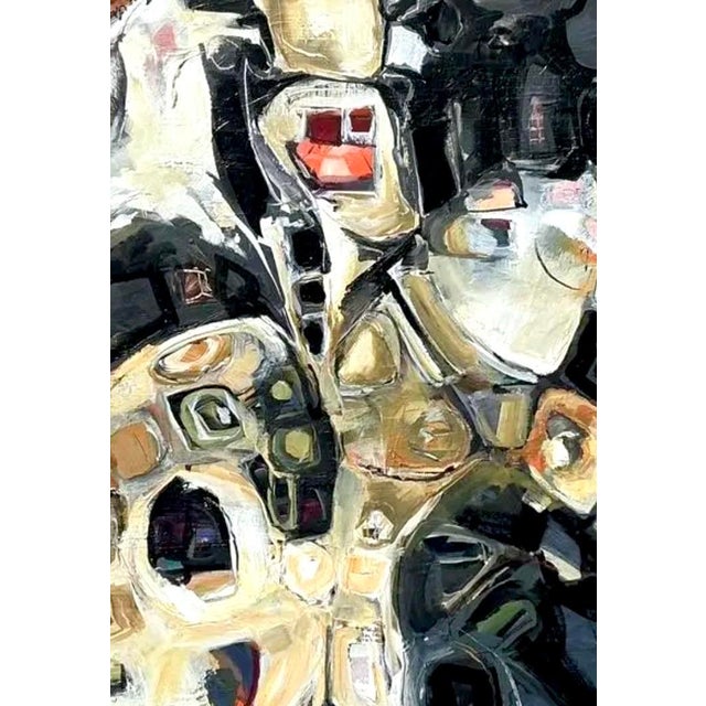 Wood Vintage Original Abstract Oil Painting on Board For Sale - Image 7 of 12