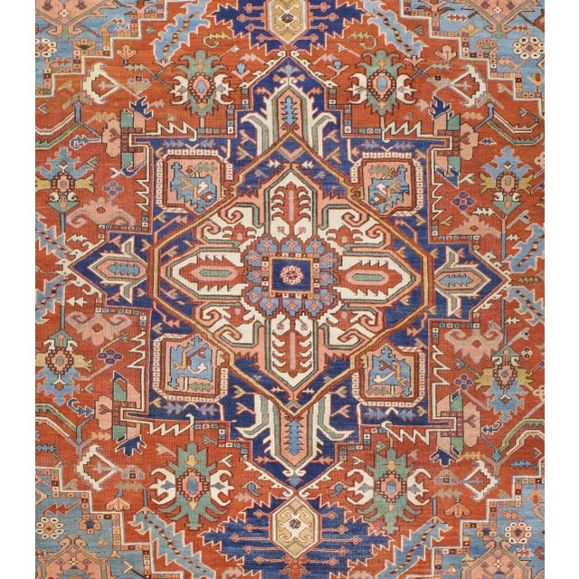 Antique Persian Serapi Rug 10’4” X 12’5” For Sale In New York - Image 6 of 6