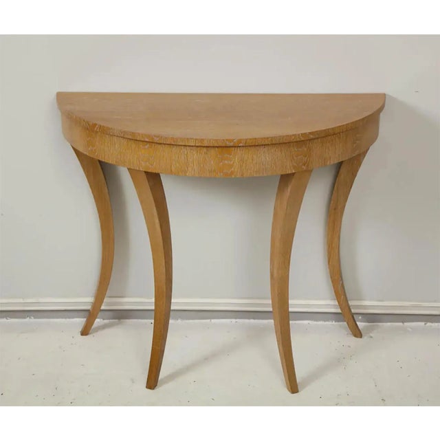 Bespoke Cerused Oak Bobo Demilune Console on splayed tapered legs. Please note that this console can be made to order in...