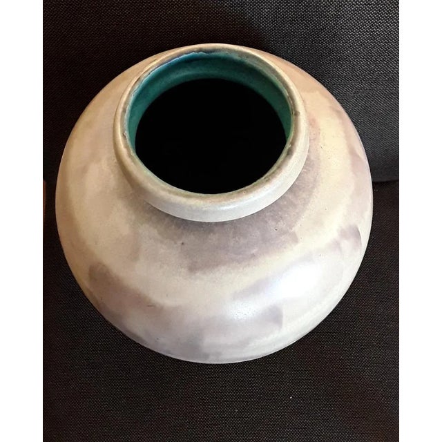 Large Vintage Germans-Plated Ceramic Vase with Beige-Brown Glaze from Ceramano, 1970s For Sale - Image 3 of 5