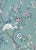 Artisan hand-painted single chinoiserie mural panel with elegant muted teal background, intricately detailed with twisting...