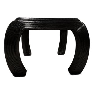 Loom Arc Ribbed Sculptural Black Accent Table For Sale
