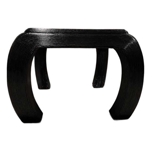 Loom Arc Ribbed Sculptural Black Accent Table For Sale