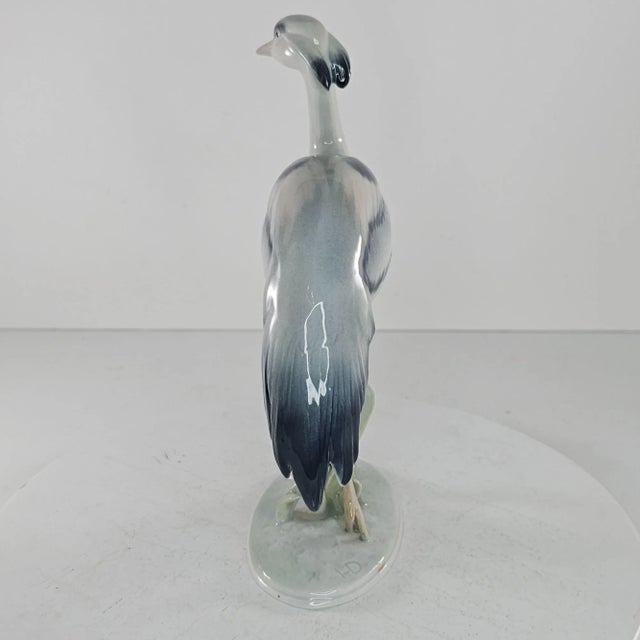 Figurative Mid 20th Century Vintage Kunstporzellane Metzler & Ortloff Heron Crane Bird Figurine Germany For Sale - Image 3 of 7