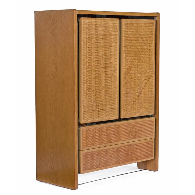 Wood John Stuart Chrome Accent Cane Front Gentlemens Chest Tall Dresser - 2 Available For Sale - Image 7 of 18