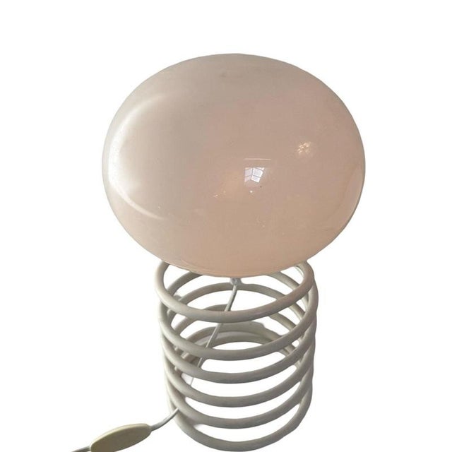 Space Age Design Table Lamp in Opaline Glass Mounted on a Spiral Base by Ingo Maurer for Honsel For Sale - Image 3 of 9